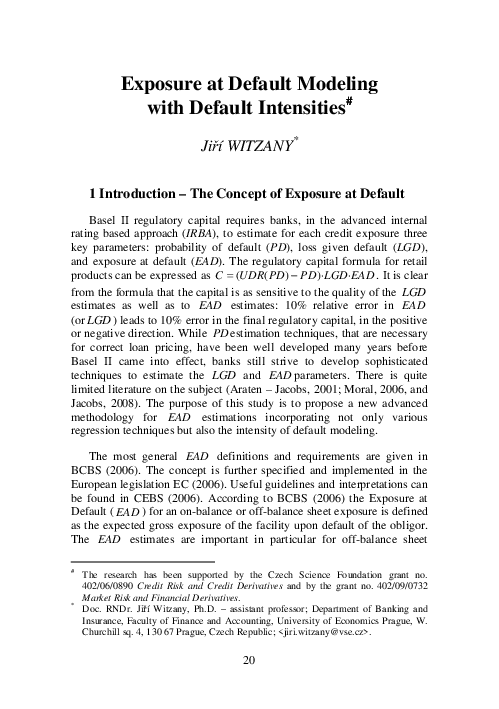 (PDF) Exposure at Default Modeling with Default Intensities