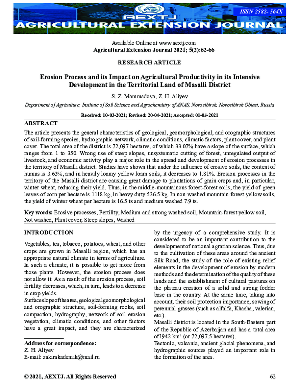 (PDF) Erosion Process and Its Impact on Agricultural Productivity in ...