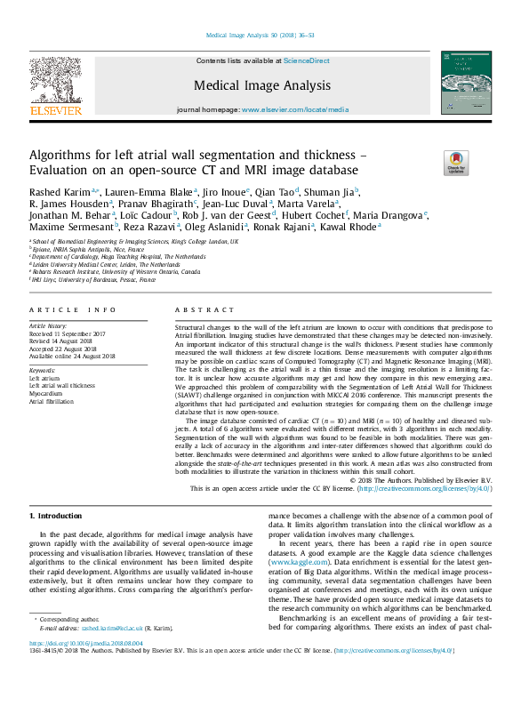 (PDF) Algorithms for left atrial wall segmentation and thickness ...