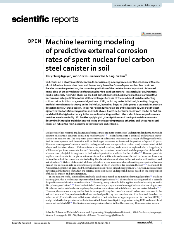 (PDF) Machine learning modeling of predictive external corrosion rates ...