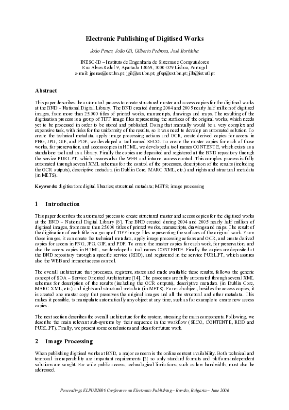 (PDF) Electronic publishing of digitised works