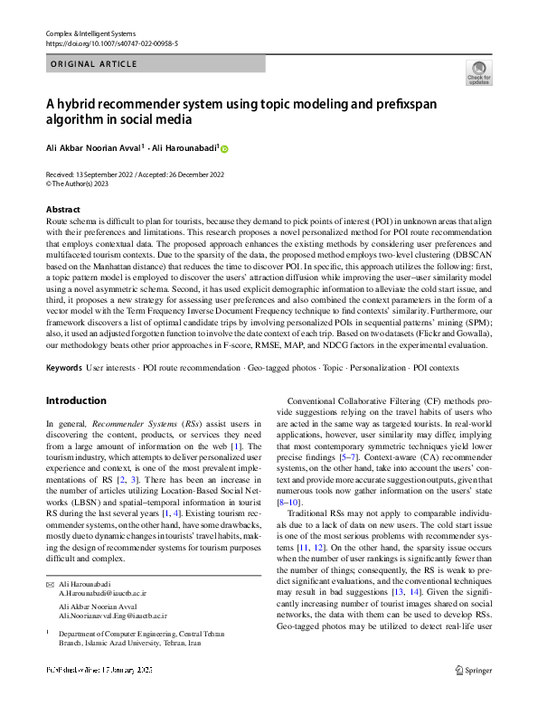 (PDF) A hybrid recommender system using topic modeling and prefixspan ...
