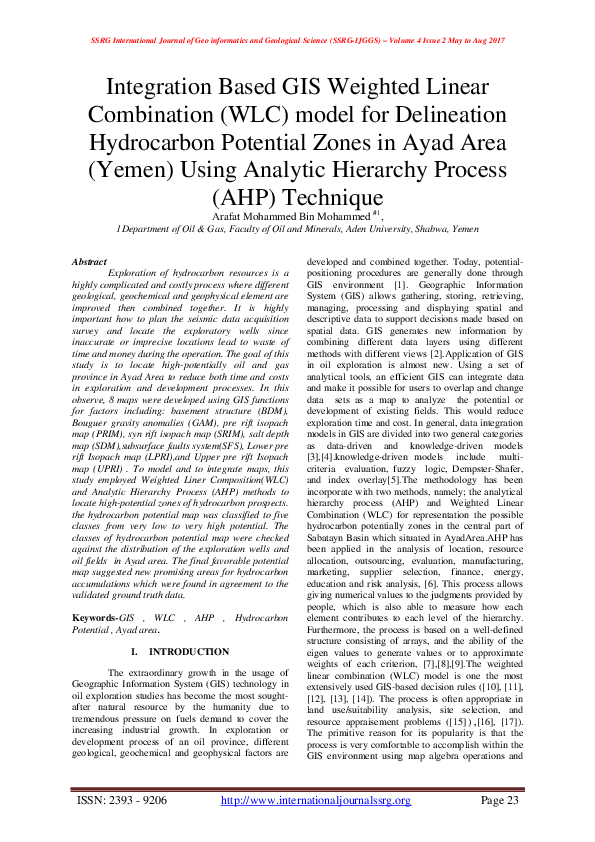  pdf integration based gis weighted linear combination wlc model for