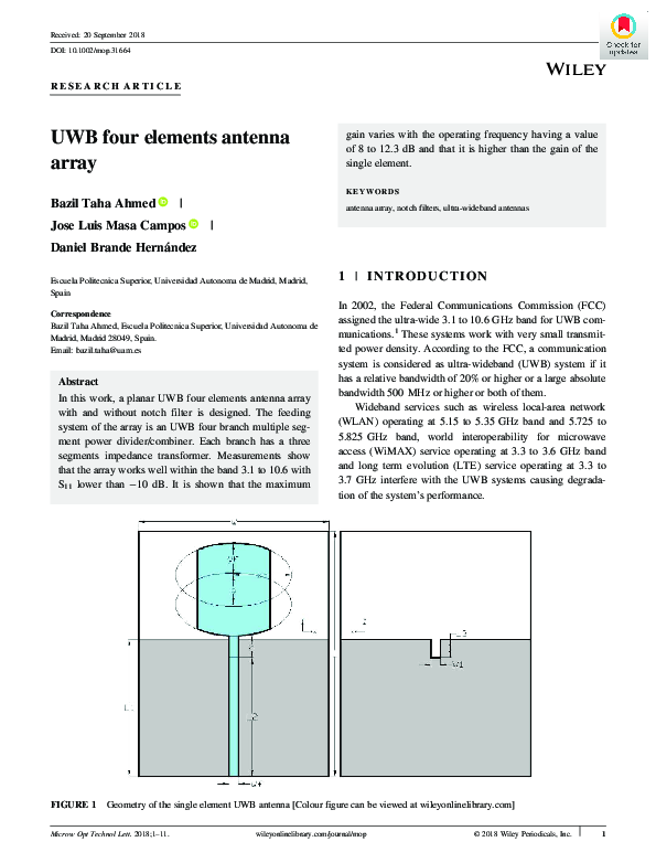 (PDF) UWB four elements antenna array