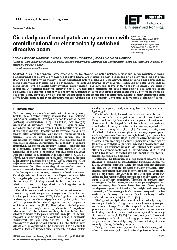 (PDF) Circularly conformal patch array antenna with omnidirectional or ...