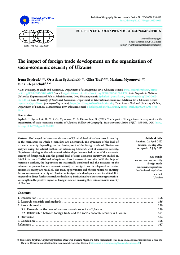 (PDF) impact of foreign trade development on the organization of socio ...