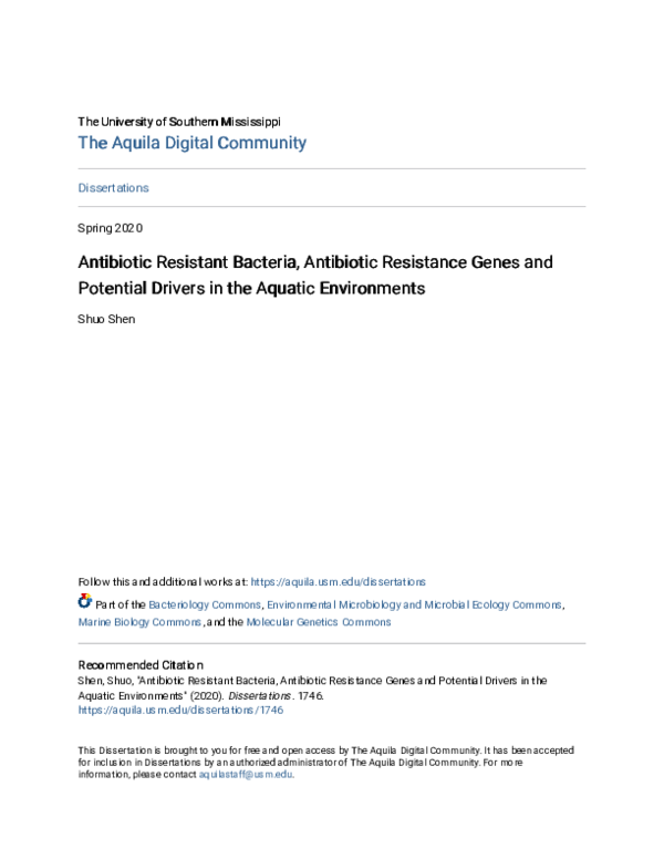 (PDF) Antibiotic Resistant Bacteria, Antibiotic Resistance Genes and ...