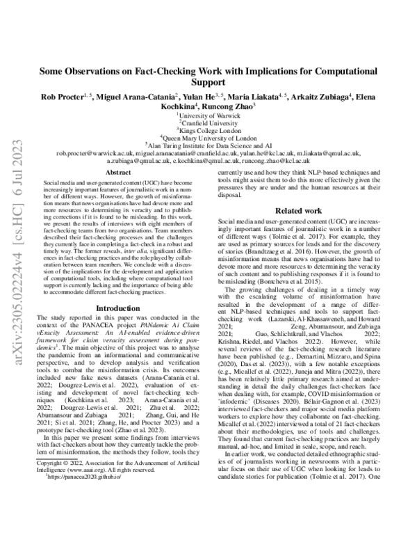 (PDF) Some Observations on Fact-Checking Work with Implications for ...