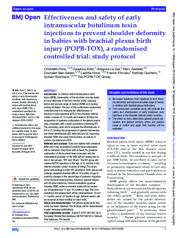 (PDF) Effectiveness and safety of early intramuscular botulinum toxin ...