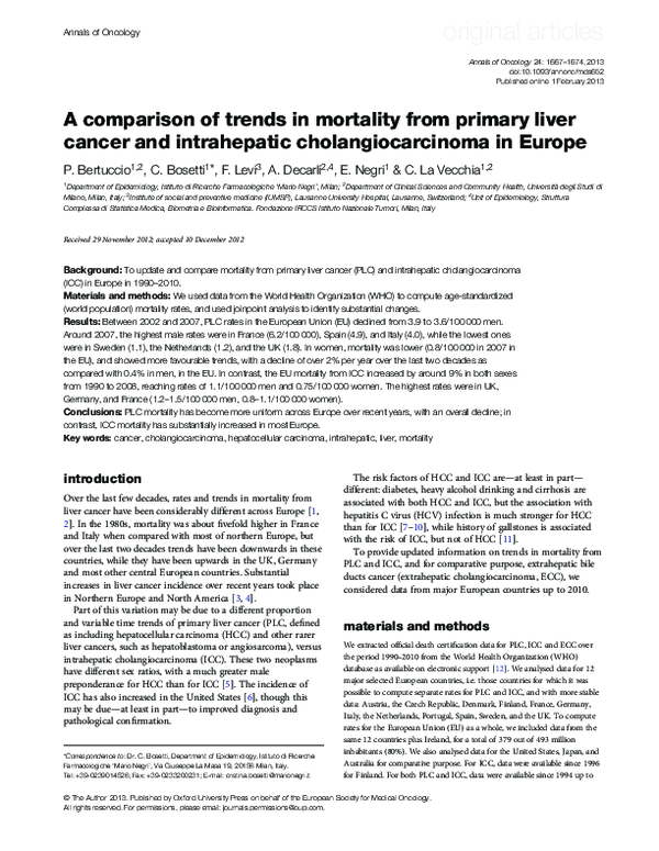 (PDF) A comparison of trends in mortality from primary liver cancer and ...