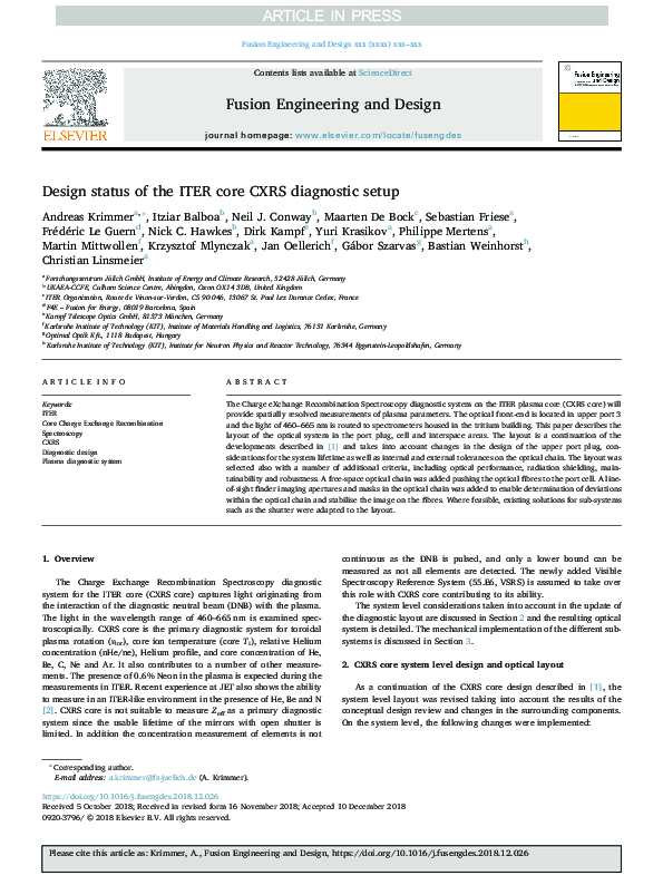 (PDF) Design status of the ITER core CXRS diagnostic setup