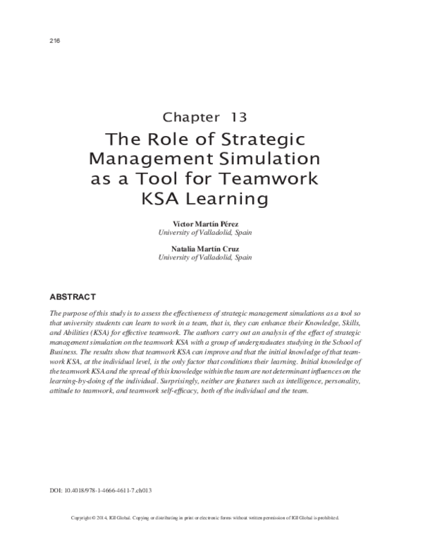(PDF) The Role of Strategic Management Simulation as a Tool for ...