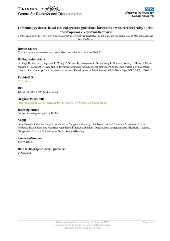 (PDF) Informing evidence‐based clinical practice guidelines for ...