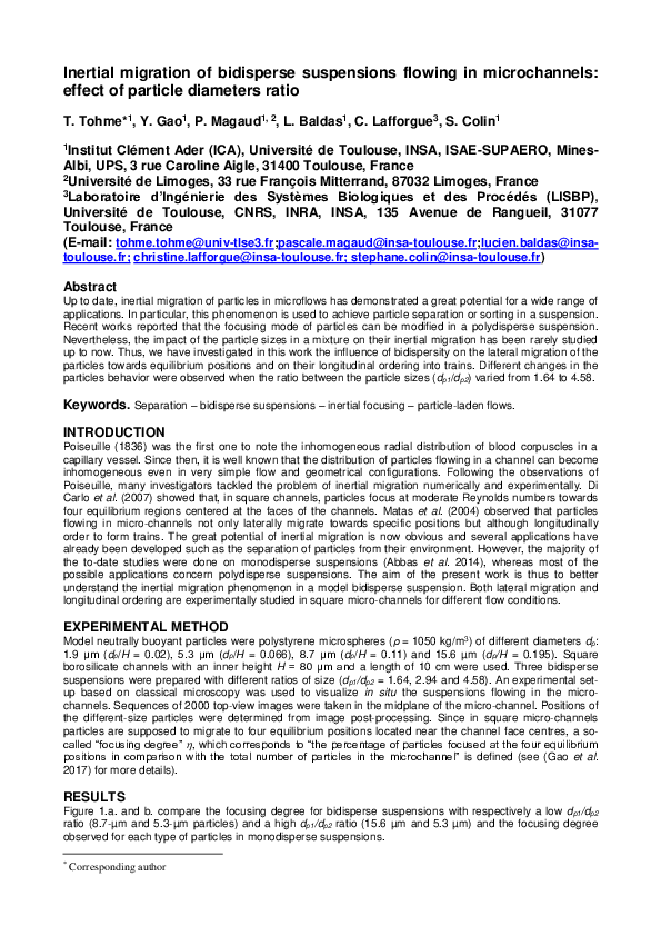 (PDF) Inertial migration of bidisperse suspensions flowing in ...