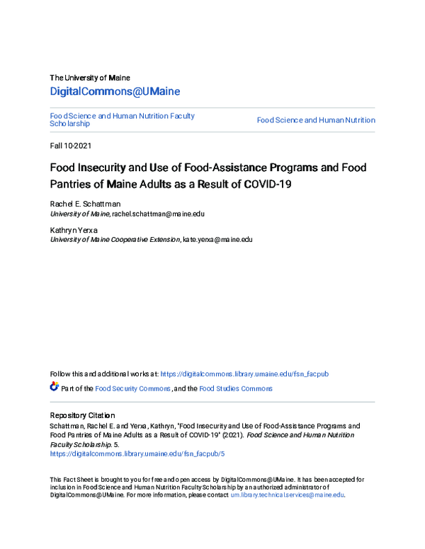 (PDF) Food Insecurity and Use of Food-Assistance Programs and Food ...