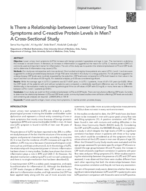 (PDF) Is There a Relationship between Lower Urinary Tract Symptoms and ...