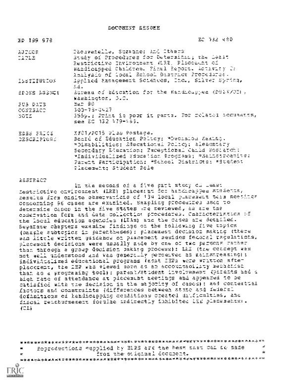 (PDF) Study of Procedures for Determining the Least Restrictive ...