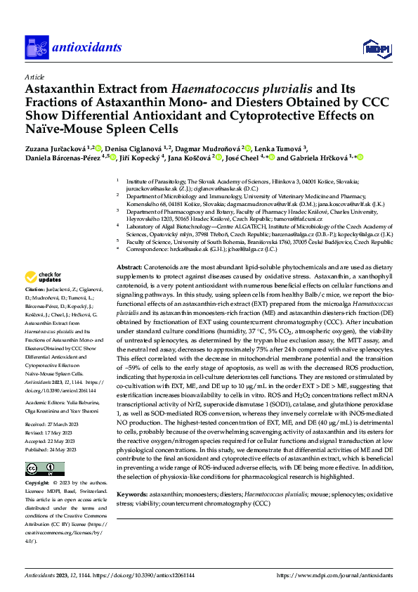 (PDF) Astaxanthin Extract from Haematococcus pluvialis and Its ...