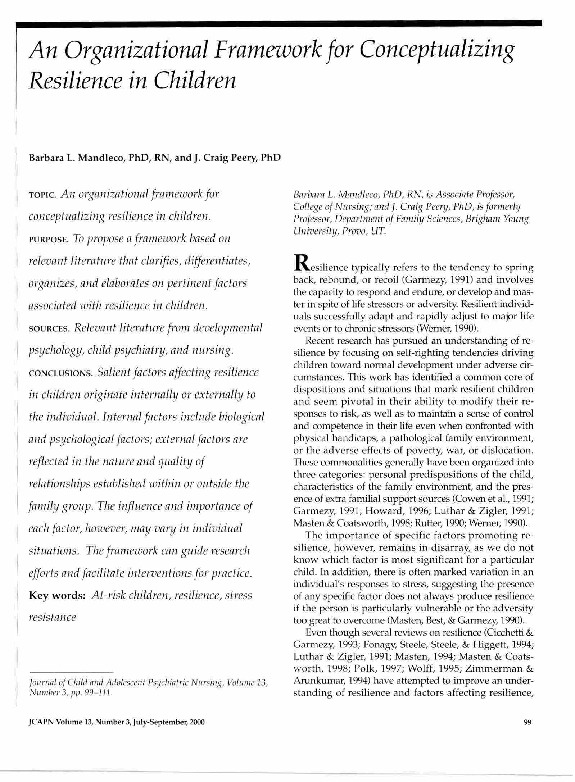 Pdf An Organizational Framework For Conceptualizing Resilience In