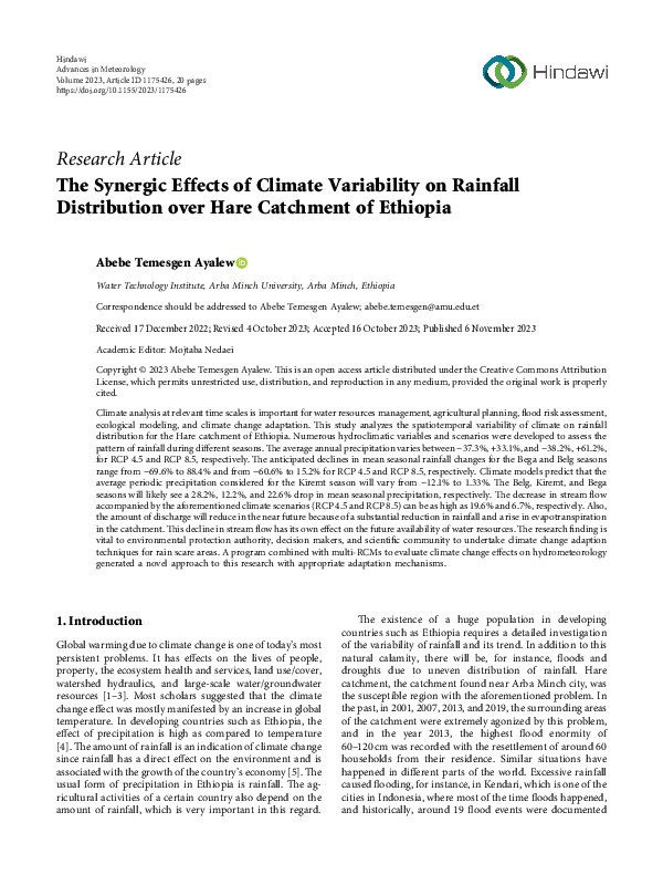 (PDF) The Synergic Effects of Climate Variability on Rainfall ...