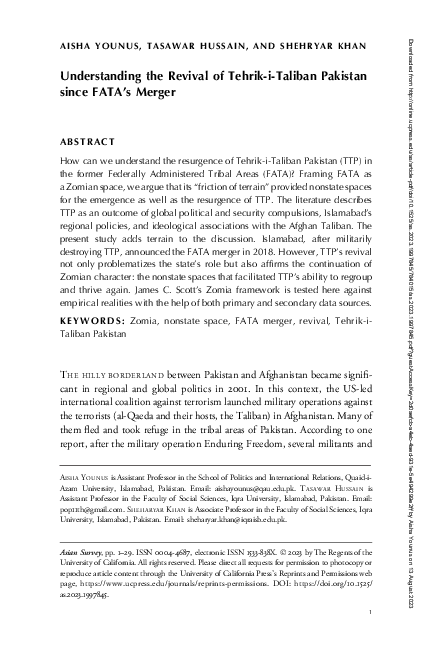 (PDF) Understanding the Revival of TTP since FATA's Merger