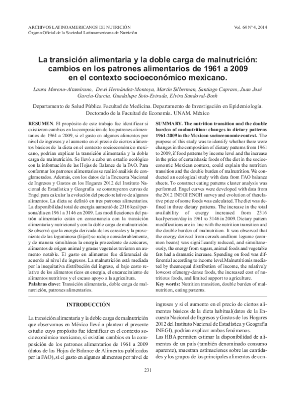 (PDF) [The nutrition transition and the double burden of malnutrition ...