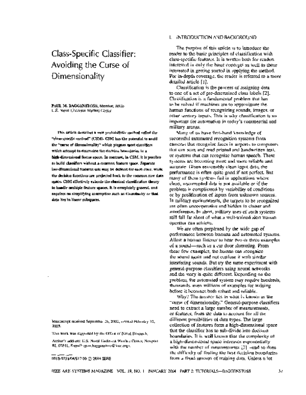 (PDF) Avoiding the Curse of Dimensionality