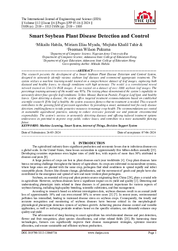 (PDF) Smart Soybean Plant Disease Detection and Control