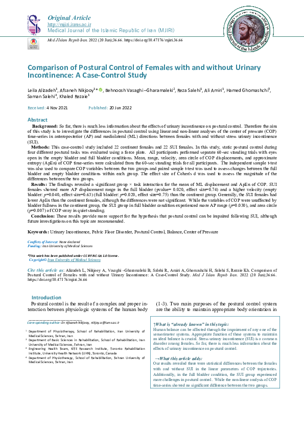 (PDF) Comparison of Postural Control of Females with and without ...