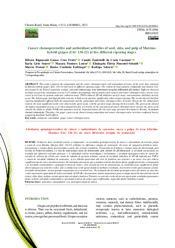 (PDF) Cancer chemopreventive and antioxidant activities of seed, skin ...