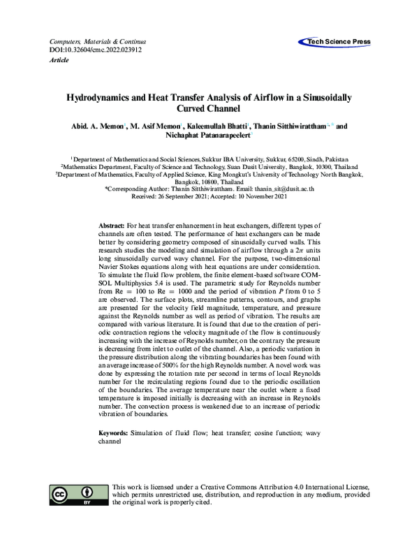 (PDF) Hydrodynamics and Heat Transfer Analysis of Airflow in a ...