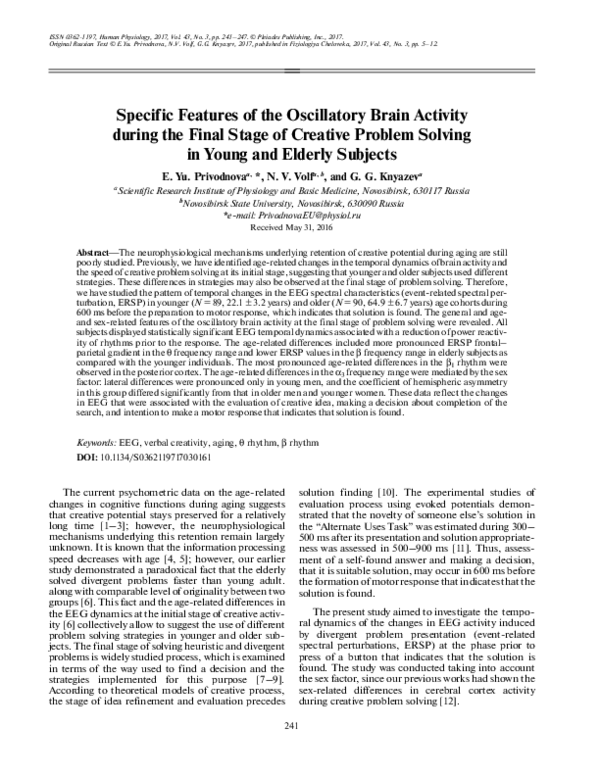(PDF) Specific features of the oscillatory brain activity during the ...