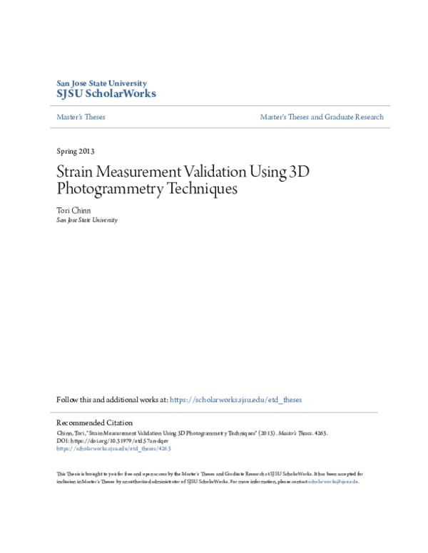 (PDF) Strain Measurement Validation Using 3D Photogrammetry Techniques