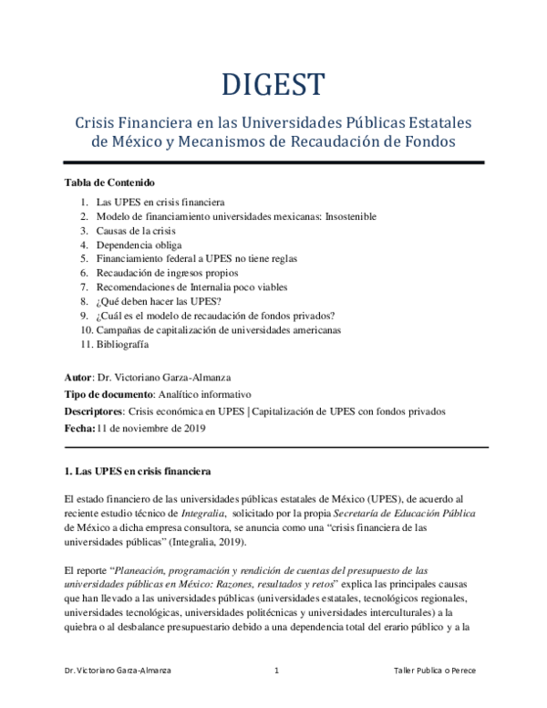 Crisis financiera de las universidades publicas en Mexico vga