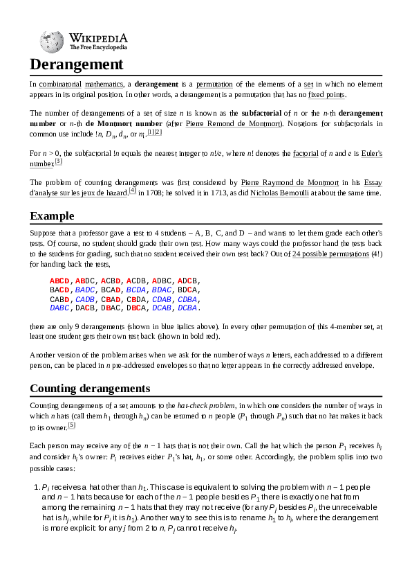 (PDF) Derangement