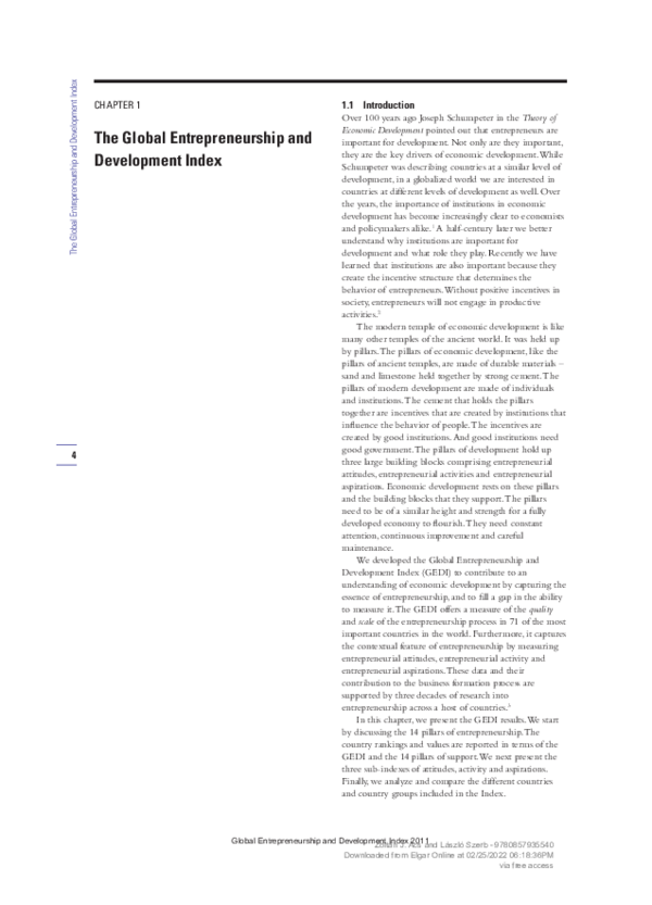 (PDF) The Global Entrepreneurship and Development Index