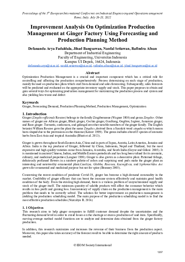 (PDF) Improvement Analysis On Optimization Production Management at ...