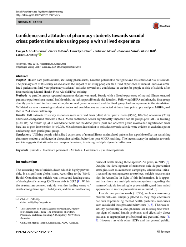 (PDF) Confidence and attitudes of pharmacy students towards suicidal ...