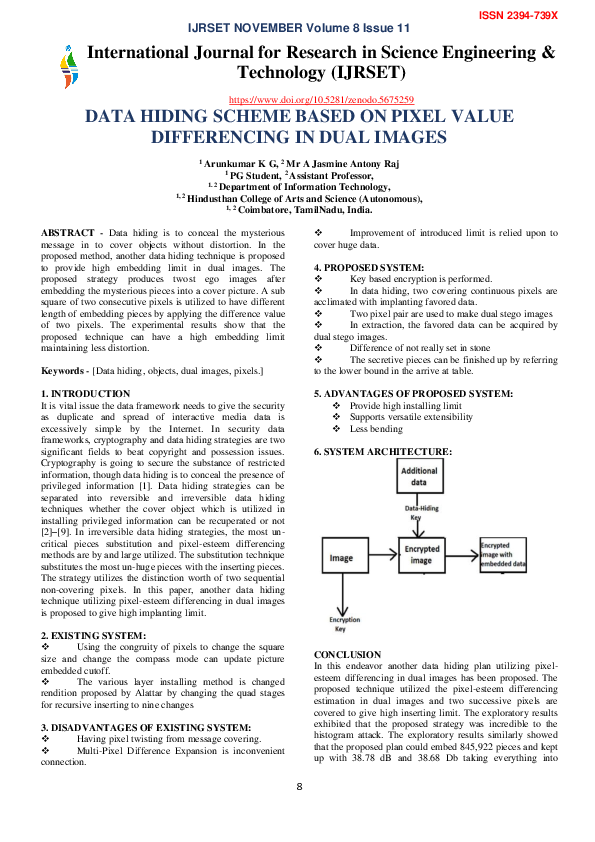 (PDF) Data Hiding Scheme Based on Pixel Value Differencing in Dual Images