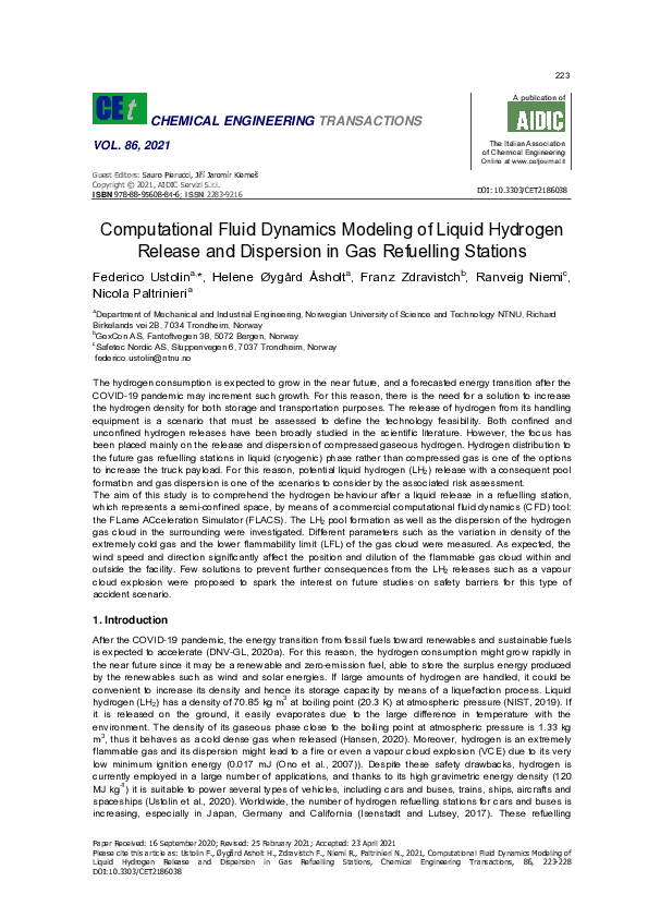 (PDF) Computational fluid dynamics modeling of liquid hydrogen release ...