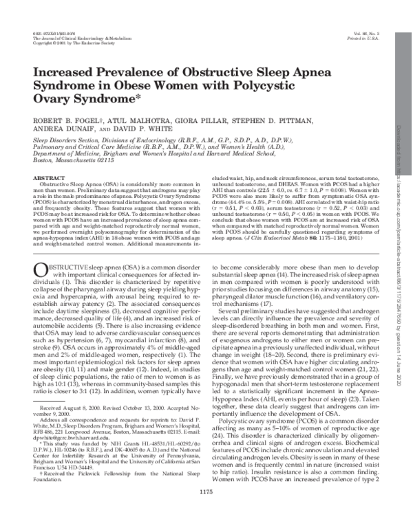(PDF) Increased Prevalence of Obstructive Sleep Apnea Syndrome in Obese ...