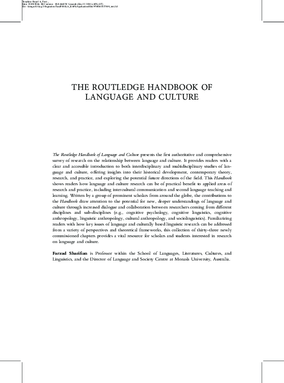 (PDF) The Routledge Handbook of Language and Culture