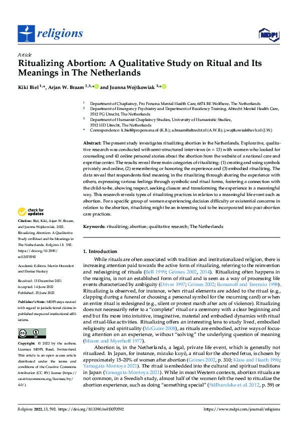 (PDF) Ritualizing Abortion: A Qualitative Study on Ritual and Its ...