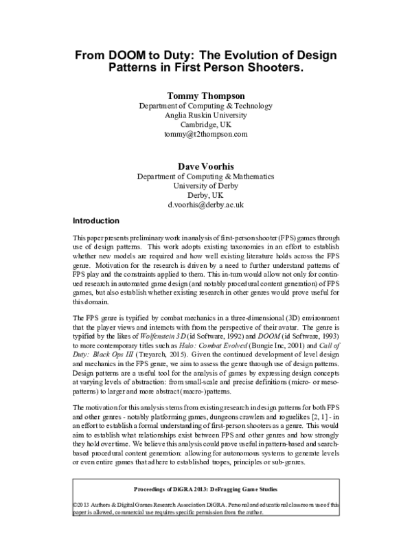 (PDF) From DOOM to duty: The evolution of design patterns in first ...