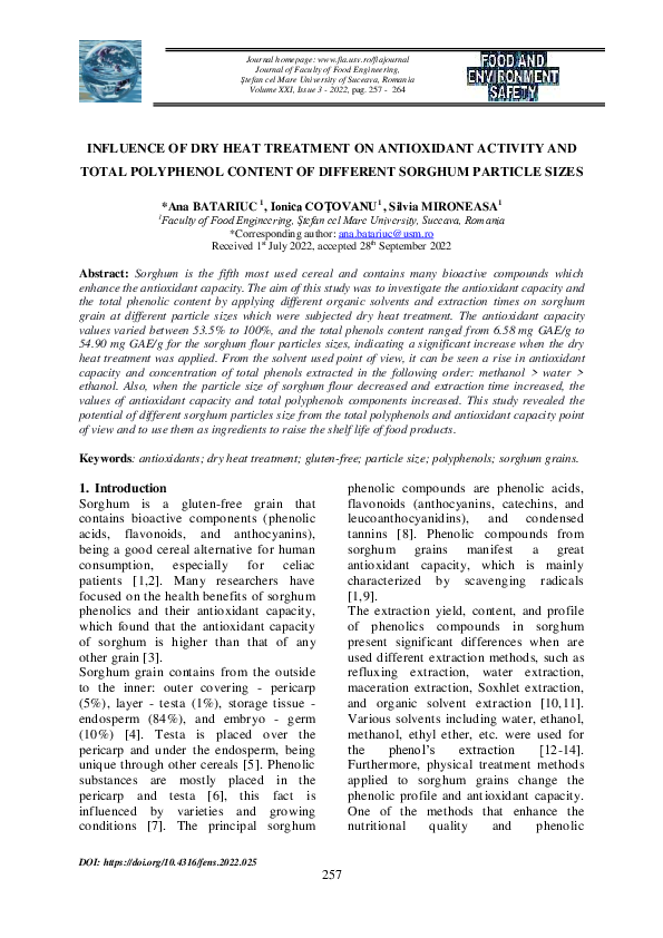 (PDF) Influence of Dry Heat Treatment on Antioxidant Activity and Total ...
