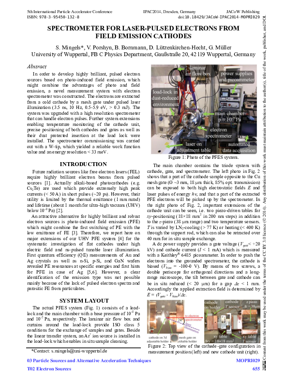 (PDF) Spectrometer for Laser-pulsed Electrons from Field Emission Cathodes