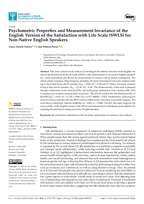 (PDF) Psychometric Properties and Measurement Invariance of the English ...