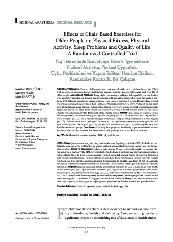 (PDF) Effects of Chair-Based Exercises for Older People on Physical ...