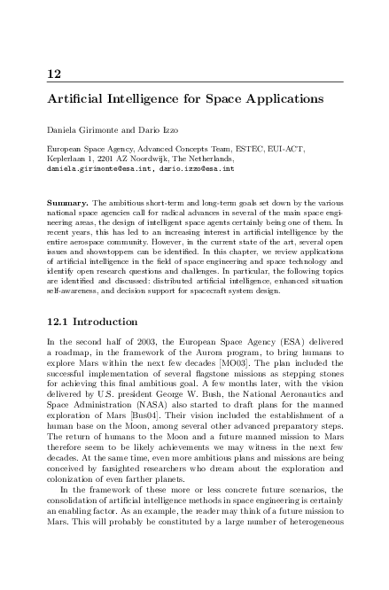 (PDF) Artificial Intelligence for Space Applications