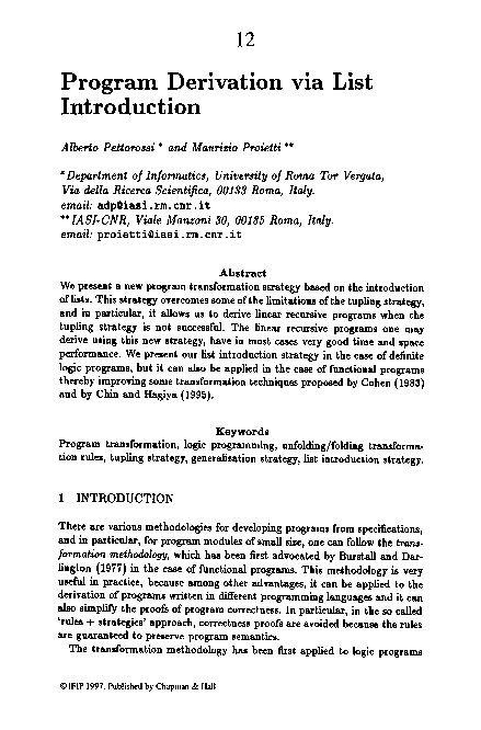(PDF) Program Derivation via List Introduction